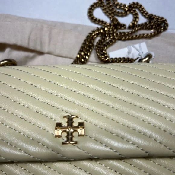 Tory Burch $348 Mini Kira Moto Quilt Flap Crossbody Bag Lemon NWT - Picture 8 of 10